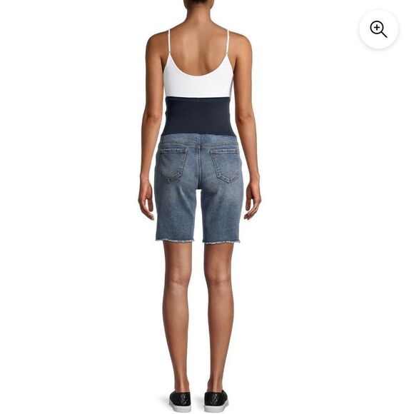Maternity Denim Bermuda Shorts with Full Panel - Picture 3 of 8